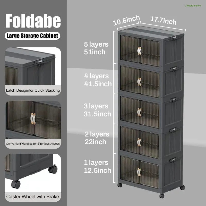 Foldable Storage Box with Wheels & Lid