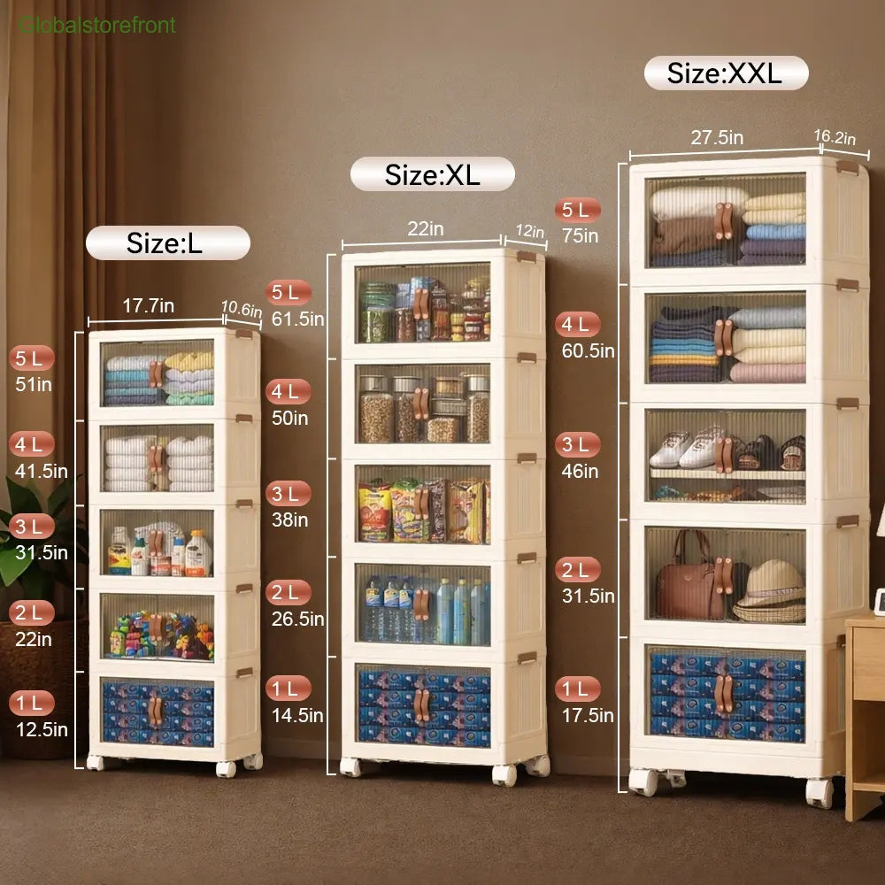 Foldable Storage Box with Wheels & Lid