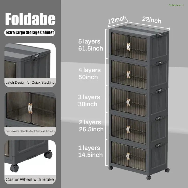 Foldable Storage Box with Wheels & Lid