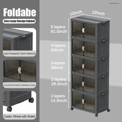 Foldable Storage Box with Wheels & Lid