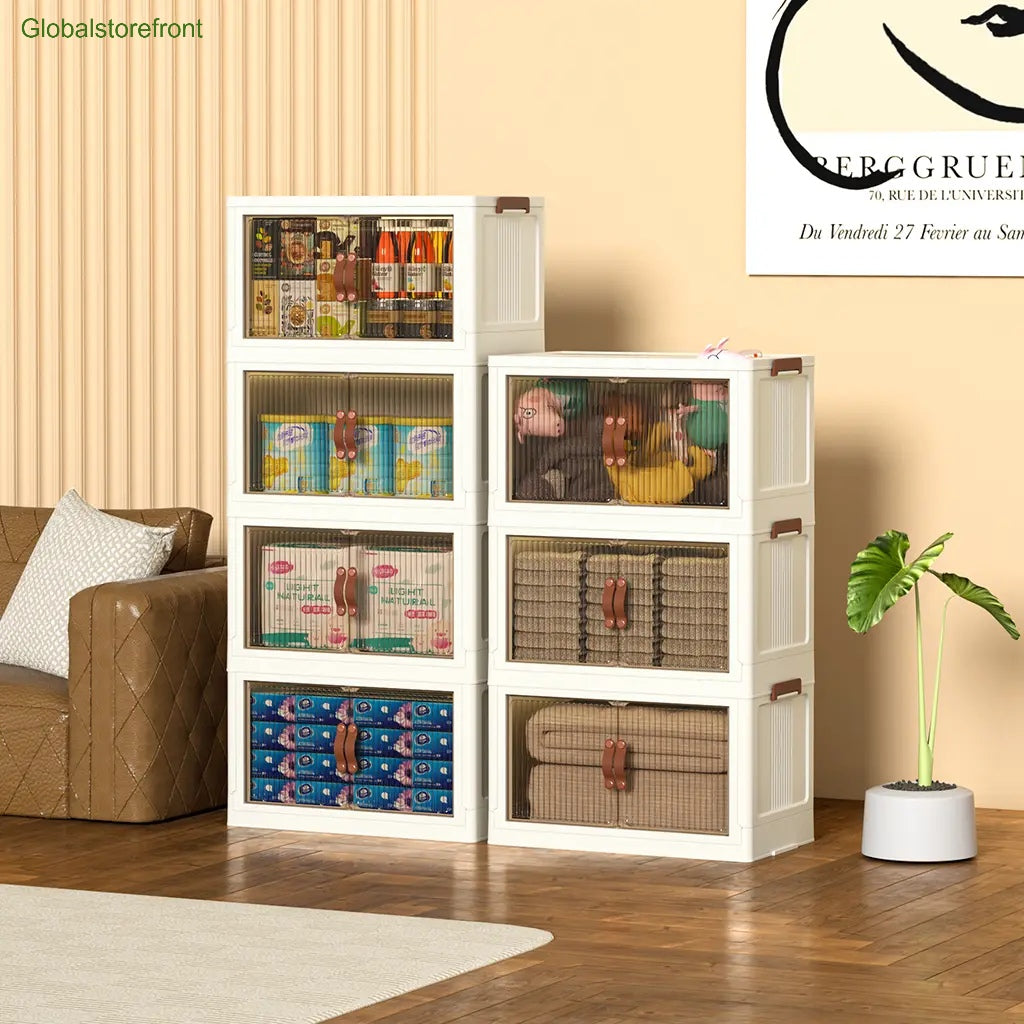 Foldable Storage Box with Wheels & Lid