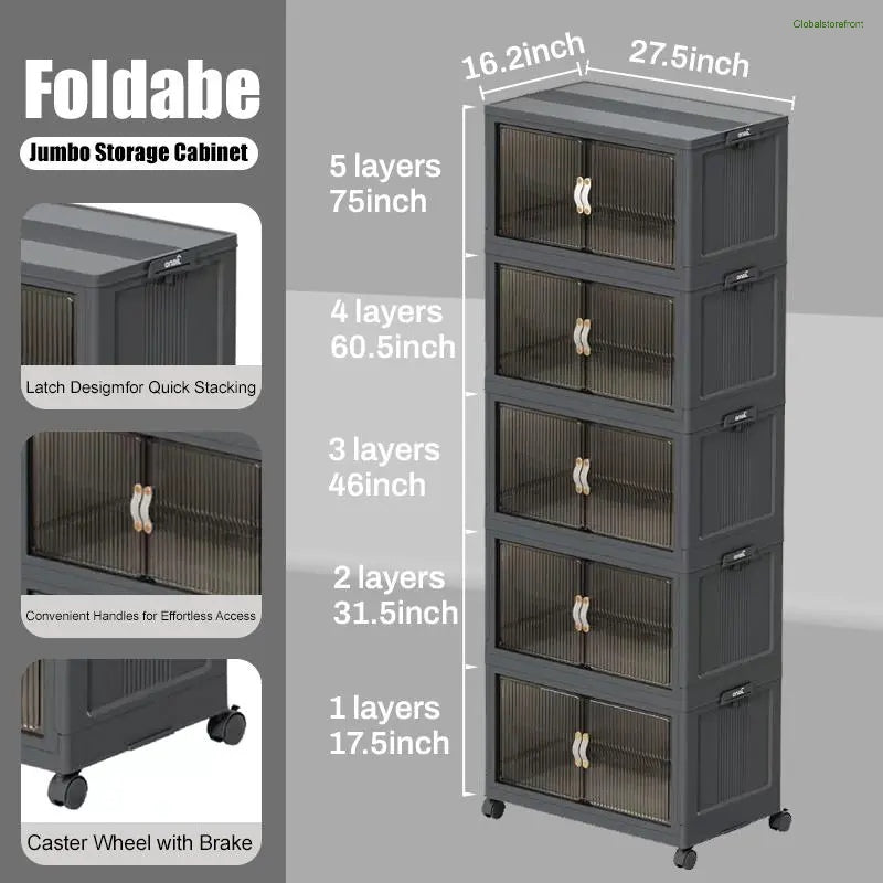 Foldable Storage Box with Wheels & Lid
