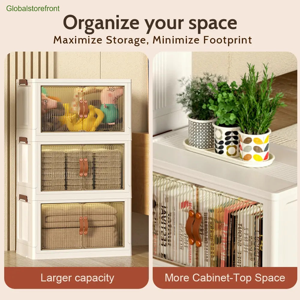 Foldable Storage Box with Wheels & Lid