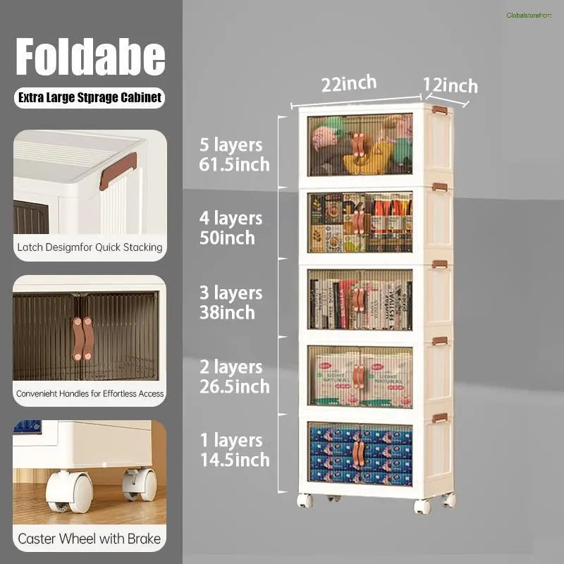 Foldable Storage Box with Wheels & Lid