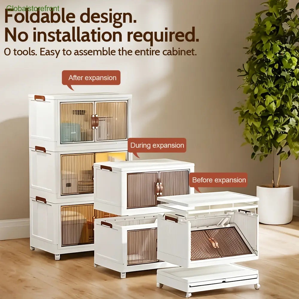 Foldable Storage Box with Wheels & Lid