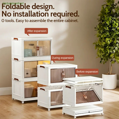 Foldable Storage Box with Wheels & Lid