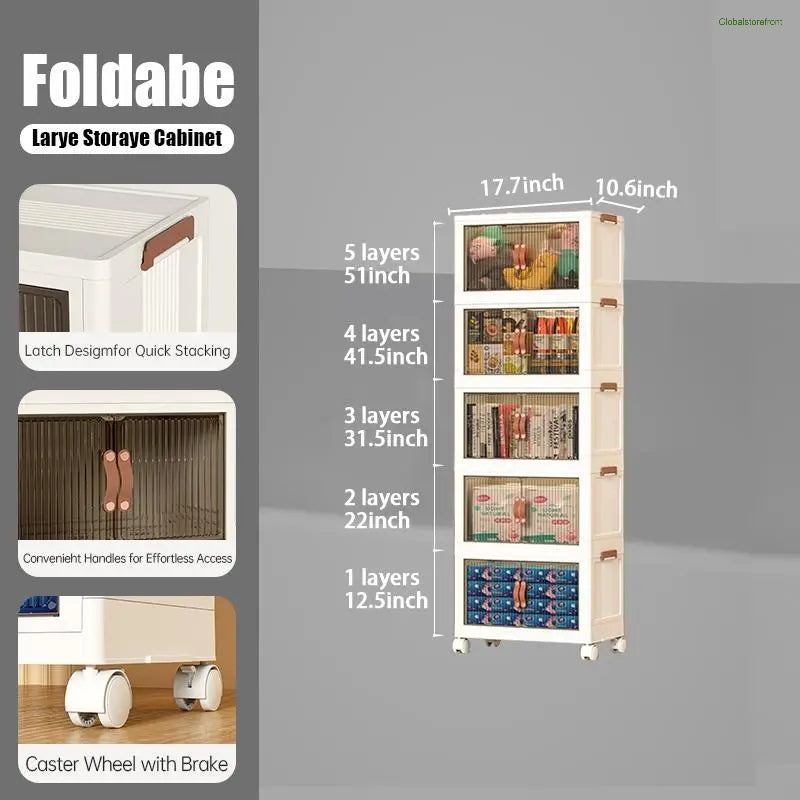 Foldable Storage Box with Wheels & Lid