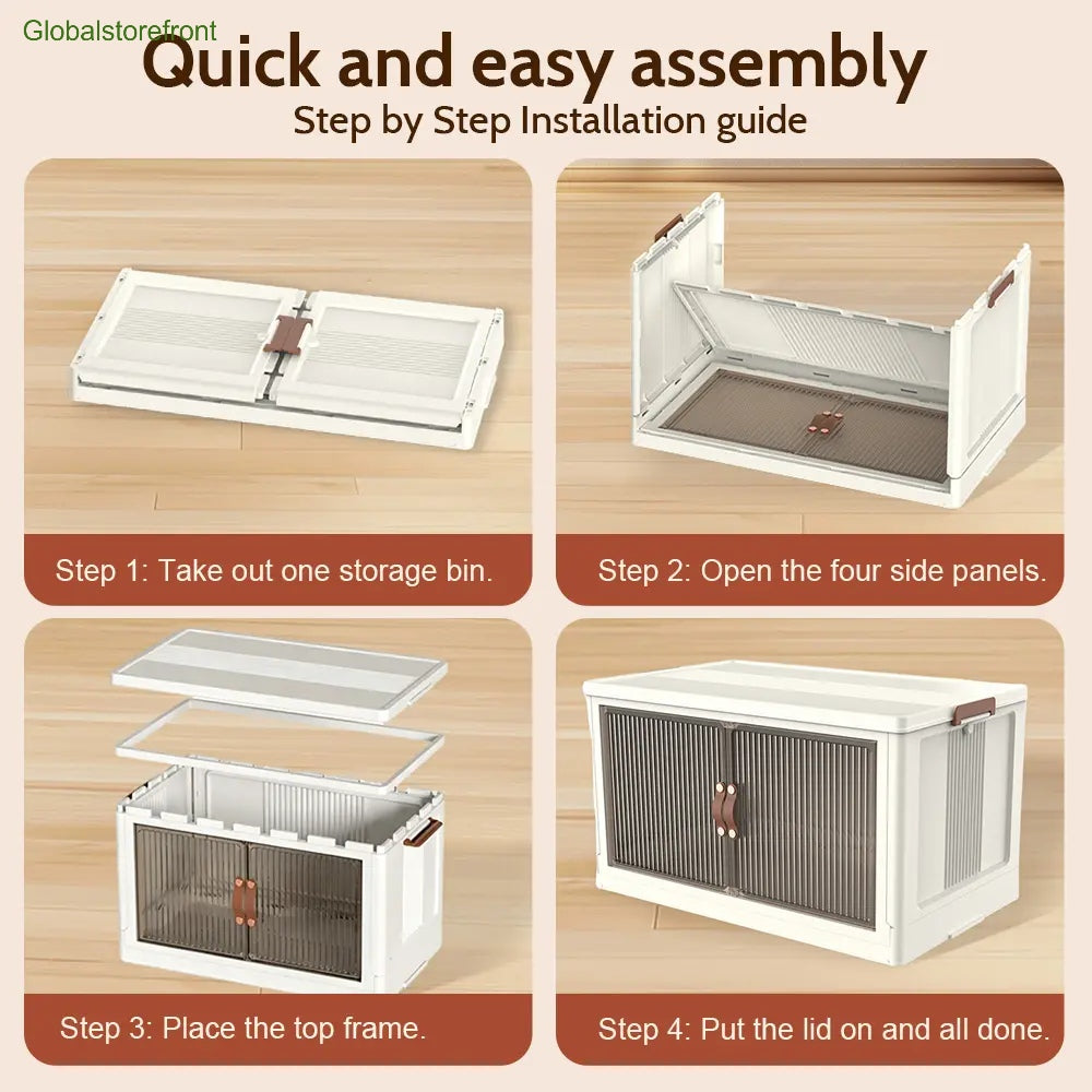 Foldable Storage Box with Wheels & Lid
